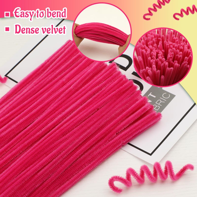 Mnuizu 200pcs Pipe Cleaners,Pipe Cleaners Chenille Stems for Craft, Fuzzy Sticks Christmas Craft Supplies for DIY Art & Creative Crafts Decorations(Deep Pink) - Image 3
